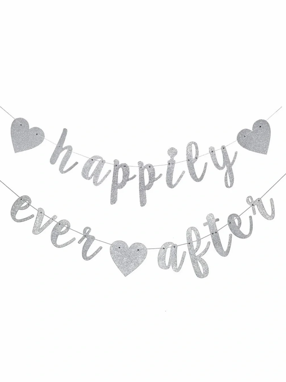 Amazon Silver Glitter 'Happily Ever After' Heart Garland Banner